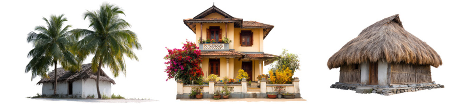 South asian village house isolated.
