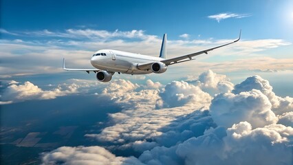 Obraz premium Passenger airplane taking of at sunrise