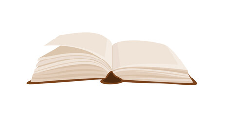 Open book isolated on white background. Vector cartoon flat illustration.  