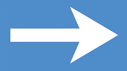 White right direction arrow symbol on blue background isolated illustration for navigation and sign design
