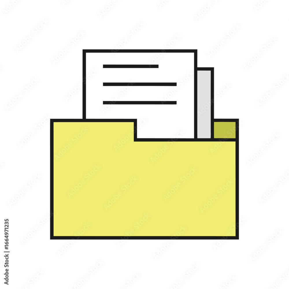 Poster yellow folder with documents on white background paper file