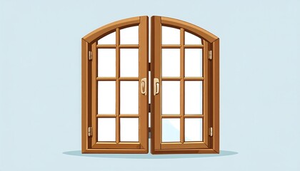 Obraz premium Wooden arched window, divided