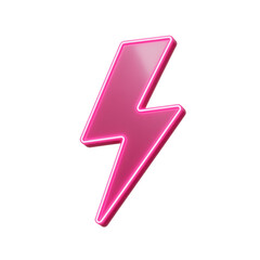 Pink lightning bolt symbol isolated on transparent background