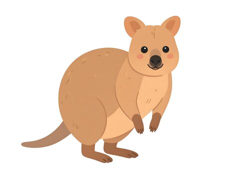 cute cartoon quokka standing, brown clip art preview