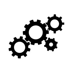 Solid black gear icon representing mechanics and engineering in a minimalist designgear, machine, wheel, icon, industry, 3d, cog, cogwheel, gears, mechanism