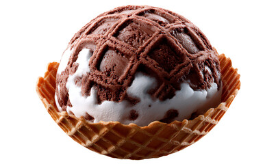 Gelato in Waffle Cone Isolate on Transparent Background, cutout, png