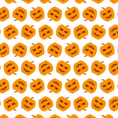 Halloween seamless pattern with pumpkins on white background