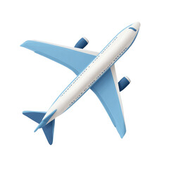 Light-blue and white stylized airplane graphic