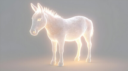Glowing White Polygonal Donkey Illustration