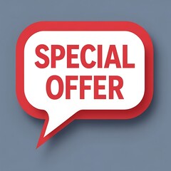 Marketing discount banner featuring bold white special offer message inside red shiny speech bubble for seasonal promotions, retail advertising, ecommerce deals, festive campaigns, and store sale post