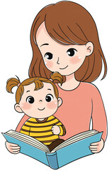 mother and daughter reading a book