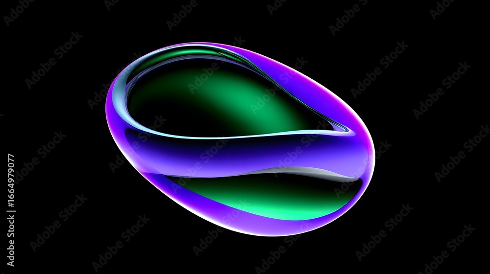 Poster captivating abstract artwork with dimensional curves and interlocking shapes.