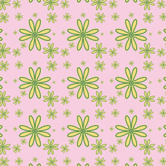 Seamless Pink  and Yellow Floral Pattern Decorative Background. 