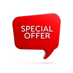 Creative special offer advertising design with modern red bubble shape and white bold lettering for online sales, seasonal promotions, ecommerce deals, black friday campaigns, and holiday marketing