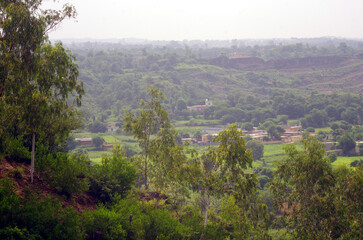 Obraz premium Beautiful landscape of green valley bank of Sohan river