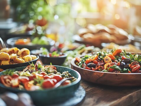 Gourmet Vegetarian Dishes Highlighting Texture and Color, salad with vegetables