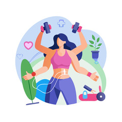 Fototapeta premium young woman exercising with dumbbells