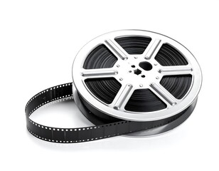 Obraz premium Silver movie reel with black film