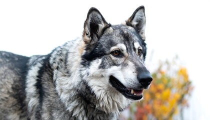 Obraz premium A close-up profile view of a captivating dog, showcasing its striking gray and white fur pattern.