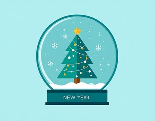 Christmas snow globe with stylized tree
