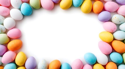 Easter Party Celebration with Top View of Colorful Easter Eggs