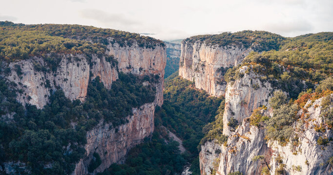 Panoramic View of Foz de Arbay&uacute;n Canyon in Navarra, Spain