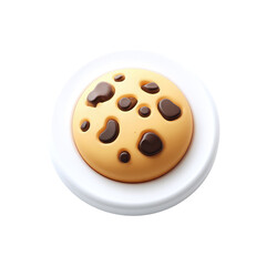 Obraz premium Round, light-brown cookie with dark brown spots, on a white plate