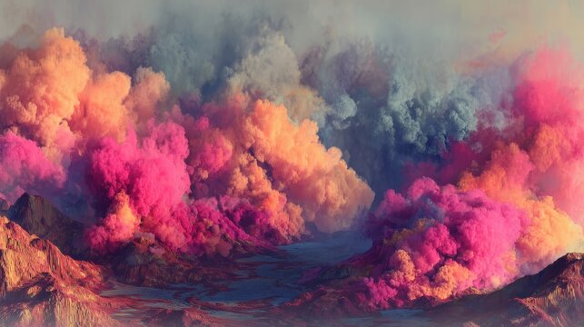 Colorful abstract smoke clouds, perfect for music album cover or festival promotion