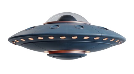 Retro Futuristic Flying Saucer A Captivating UFO Illustration with a Classic Design and Smooth Textures in Blue and Copper Tones