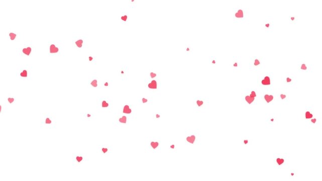 Heart emoji. Falling like emojis animation overlay isolated on white background 4K stock video, Falling Red Hearts Animation for Valentine's day Greeting Romantic love video