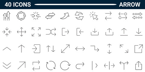 Arrows line icons set. Pictograms and infographics for mobile apps and web. editable stroke. full vector.