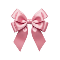 Naklejka premium Elegant pink satin ribbon bow isolated PNG with Transparent Background
