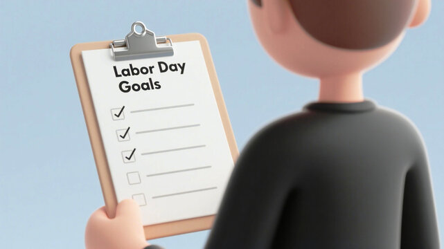 Achieving Labor Day Goals Aspirational Checklist for Success and Relaxation, Perfect for Marketing Campaigns and Holiday Promotions with Checkmarks and Positive Vibes - Powered by Adobe