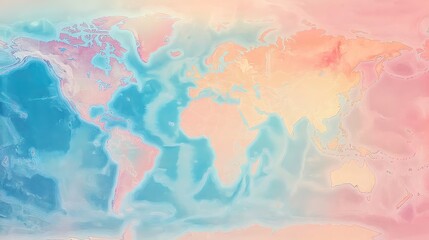 Naklejka premium Minimal watercolor world map in abstract style image