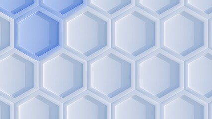 Blue White 3D Hexagon Geometric Pattern Background