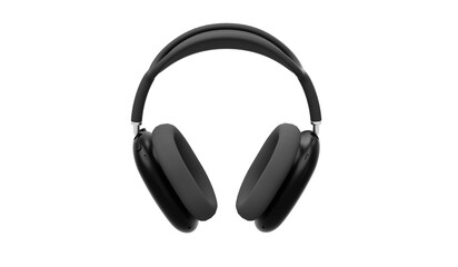 Headphones, over-ear headphones, black, 3D illustration