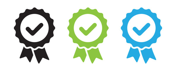 Verified Icon Set with Colored Check Marks  