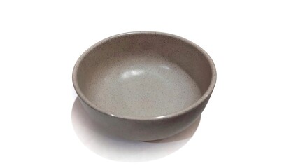 Empty circle brown bowl with ceramic melamin material isolated on white background