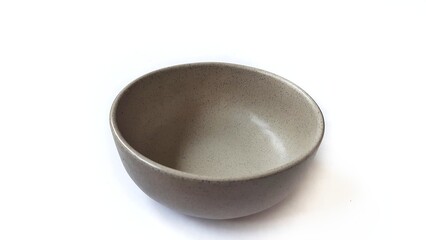 Empty circle brown bowl with ceramic melamin material isolated on white background
