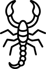 scorpion vector icon on white or transparent background. pest control or insect control icons items Stroke icon collections. Editable Stroke icon collection Outline icon.
