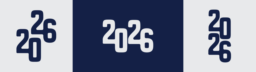 2026 Flat Typography Design for New Year Celebration. 