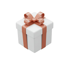 Fototapeta premium White gift box with pink ribbon isolated on transparent background