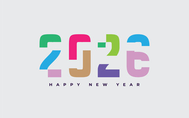 2026 number design for New Year symbol and sign. 2026 New Year with modern color