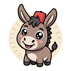 Donkey is standing happy cartoon vector icon illustration.