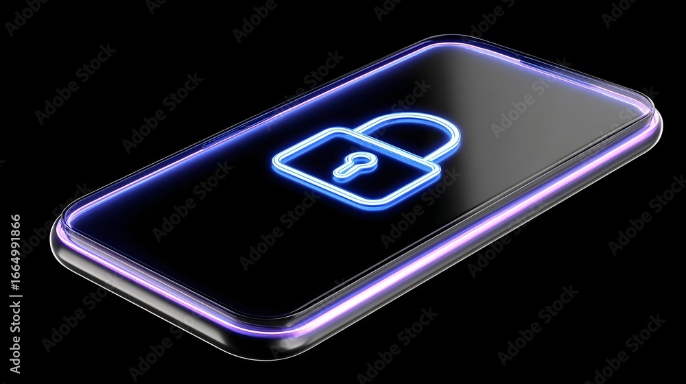 Poster secure smartphone with digital lock icon on screen