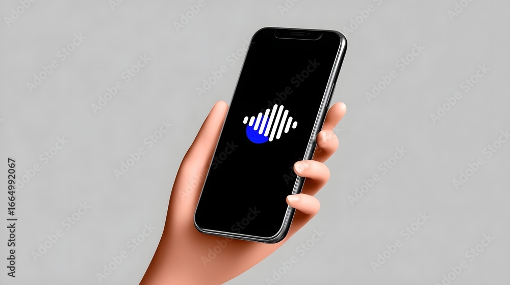Poster smartphone displaying audio waveform on the screen