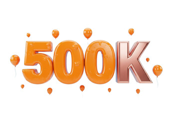 Orange and silver 500k celebration isolated on transparent background