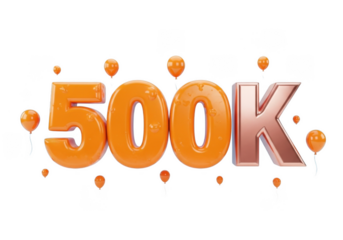 Orange and silver 500k celebration isolated on transparent background