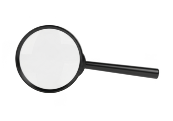 Magnifying glass tool for close examination isolated on transparent background