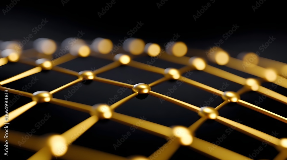 Poster glowing digital network grid on a dark background